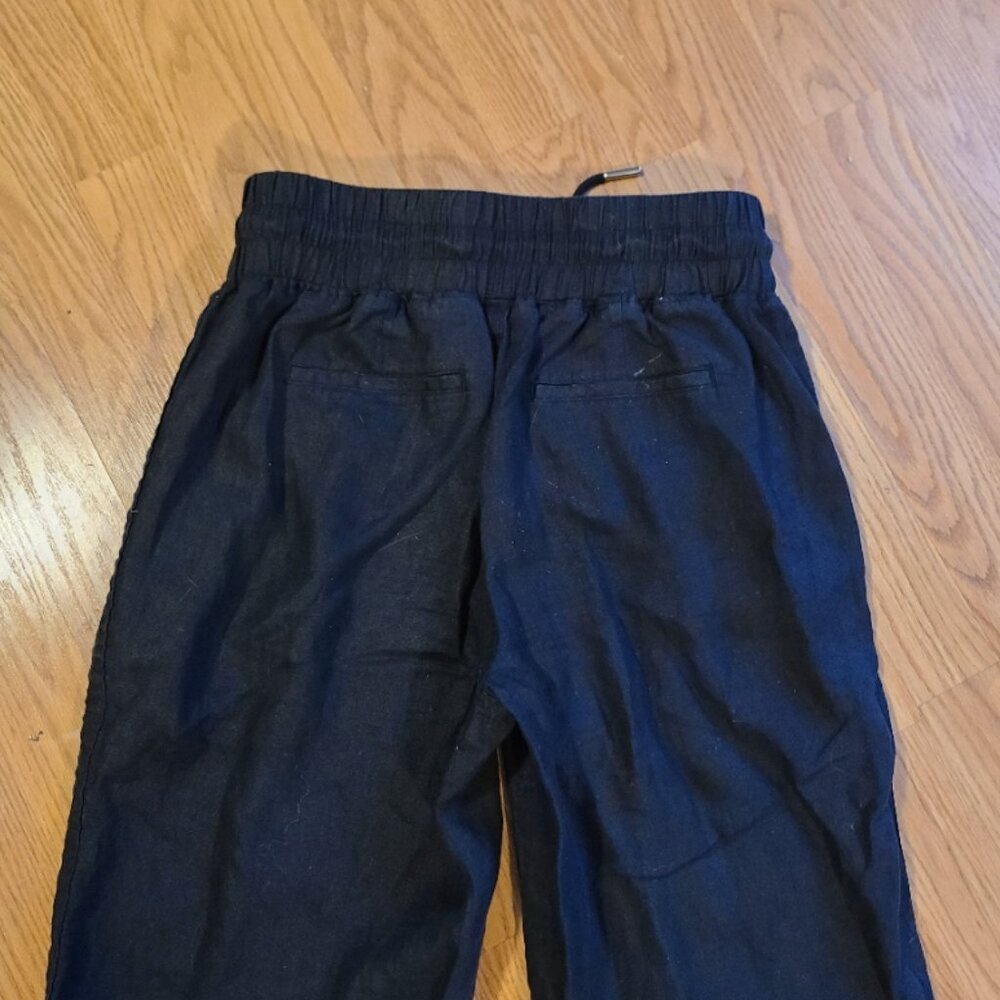 QUINCE 100% EUROPEAN LINEN WIDE LEG PANTS ELASTIC WAIST DRAWSTRING sz S x 30" - Picture 5 of 6